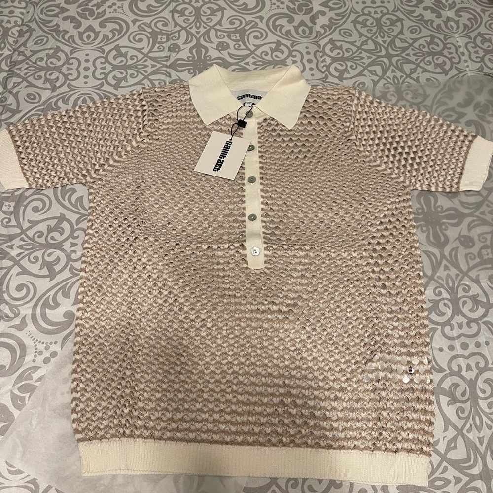 Zara Saintart Cream Knit Polo Top - Picture 3 of 9